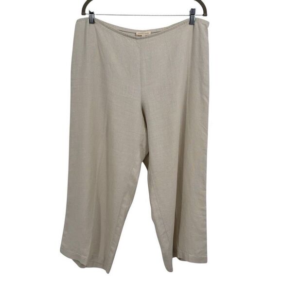 Eileen Fisher Linen Blend Wide Leg Cropped Pants Cream Size Large - Picture 1 of 8